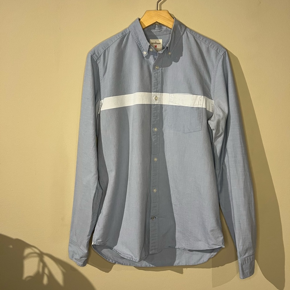 2014 Gap Chest Stripe Long Sleeve Button Down Oxford